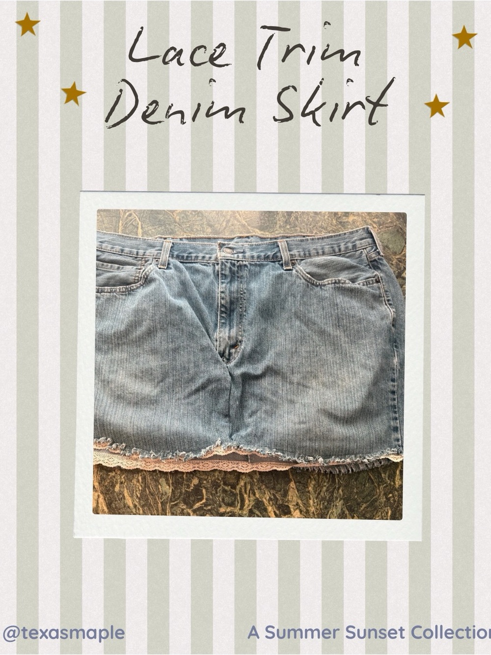 Lace Trim Denim Levi’s Mini Skirt - Light Blue